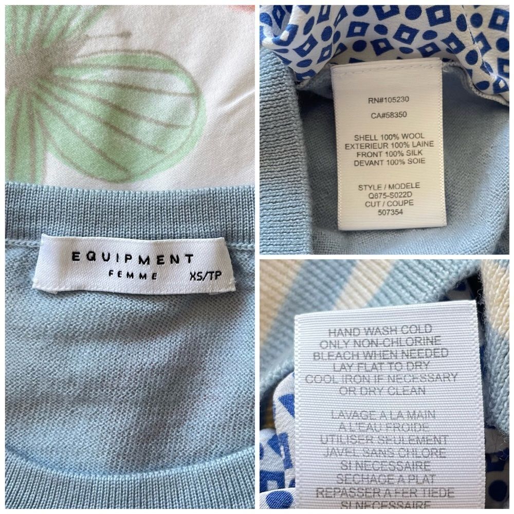 Equipment Blue Roland Silk Wool blouse size XS preowned - Picture 5 of 5